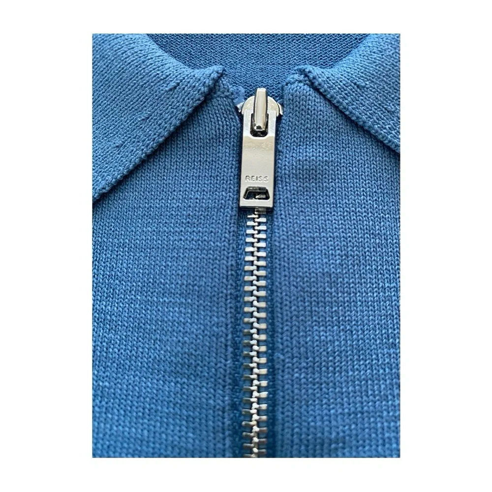 Reiss Jasper Half-Zip Striped Blue Polo T-Shirt Sz XL - Picture 6 of 11